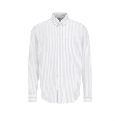 Editions 102 Striped Cotton Shirt In Kaki
