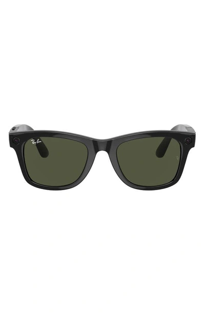 Ray Ban Ray-ban Stories Wayfarer Large Smart Glasses In Black/ Dark Green