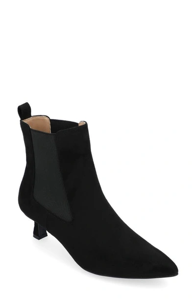 Journee Collection Pointed-toe Vegan Leather Bootie In Black