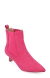 Journee Collection Pointed-toe Vegan Leather Bootie In Fuchsia