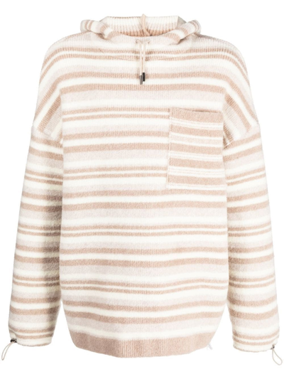 Jacquemus Striped-pattern Oversized Knitted Hoodie In Multi