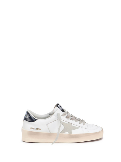 Golden Goose Stardan Leather Upper Suede Star Shiny Leather Heel In White