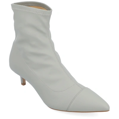 Journee Collection Women's Jadde Pointed Toe Kitten Heel Dress Booties In Gray