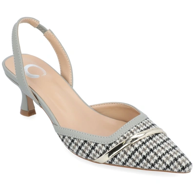 Journee Collection Women's Nellia Wide Width Slingback Kitten Heel Pumps In Grey