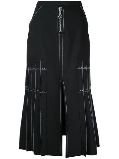 Ellery Besson缝线铆钉点缀百褶半身裙 In Black