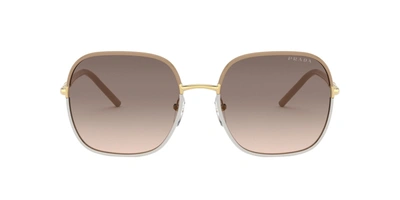 Prada Round Women's Sunglasses, Pr 67xs In Beige
