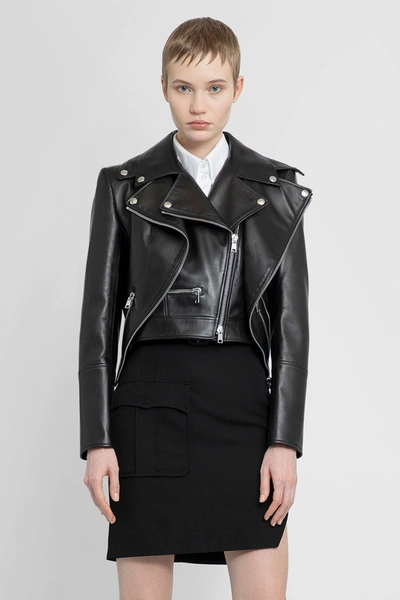 Alexander Mcqueen Woman Black Leather Jackets