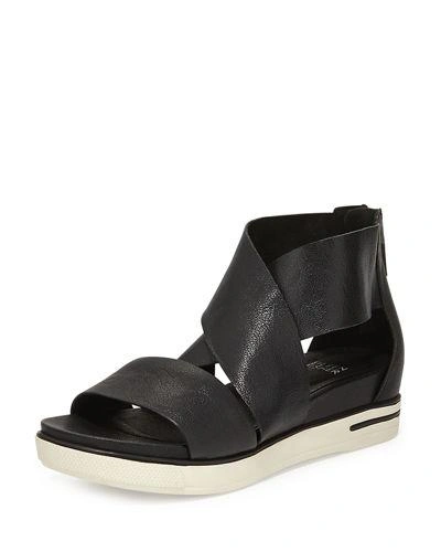 Eileen Fisher Sport-lt Womens Leather Summer Flat Sandals In Black