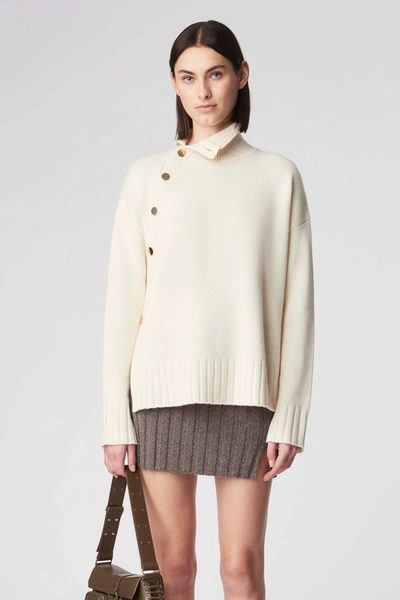 Altuzarra Kit Turtleneck Cashmere Sweater With Shoulder Buttons In Ivory