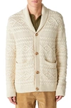 Lucky Brand Shawl Collar Cable Stitch Cardigan In Whitecap Gray