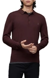 Allsaints Mode Merino Ls Polo In Beaujolais