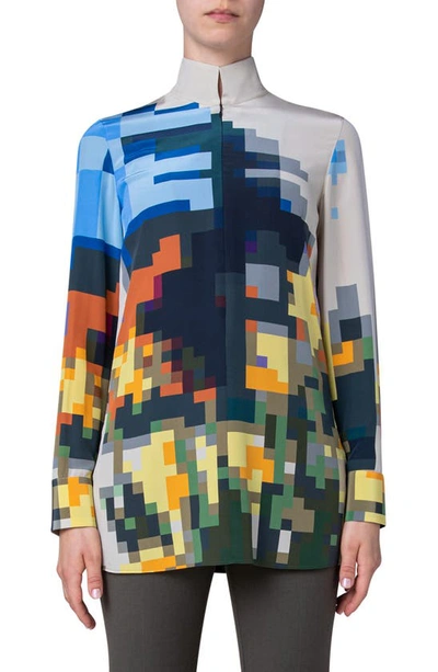 Akris Pixelated Cut Out Blouse In Neutral