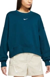 Nike Phoenix Fleece Crewneck Sweatshirt In Valerian Blue/sail