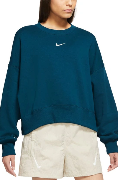 Nike Phoenix Fleece Crewneck Sweatshirt In Valerian Blue/sail