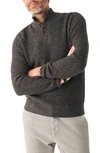Faherty Wool & Cashmere Quarter Button Pullover In Charcoal Melange