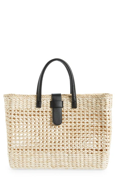 Btb Los Angeles Oversize Jules Rattan Tote In Natural Black