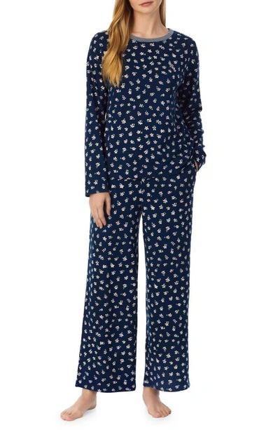 Lauren Ralph Lauren Print Knit Pajama Set In Navy Print