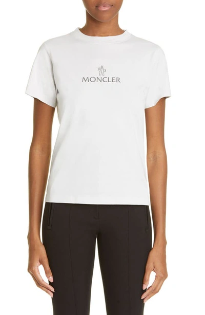 Moncler Logo Cotton Graphic Tee In Light Gray
