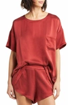 Lunya Washable Silk Short Pajamas In Morana Crimson