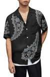 ALLSAINTS AARAN RELAXED FIT PAISLEY SHORT SLEEVE BUTTON-UP CAMP SHIRT