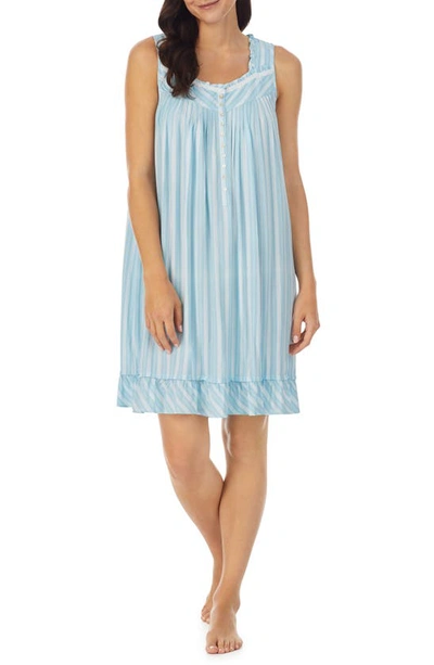 Eileen West Stripe Short Nightgown In White Gradient