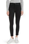 7 For All Mankind High Rise Skinny Jeans In Black Coated In Bbt