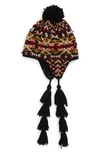 French Knot Sedona Ear Flap Wool Hat In Black