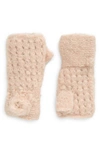French Knot Mae Embroidered Fingerless Mohair & Wool Gloves In Blush