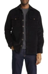 Stone Rose Brushed Corduroy Overshirt In Black