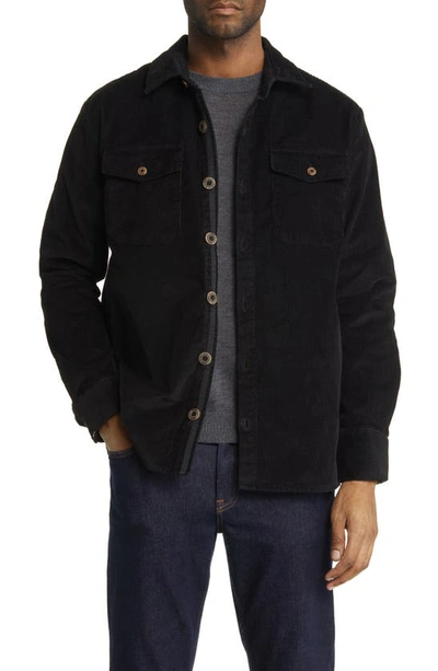 Stone Rose Brushed Corduroy Overshirt In Black