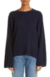 Totême Cashmere Cable Knit Dusk In Dark Brown Croco