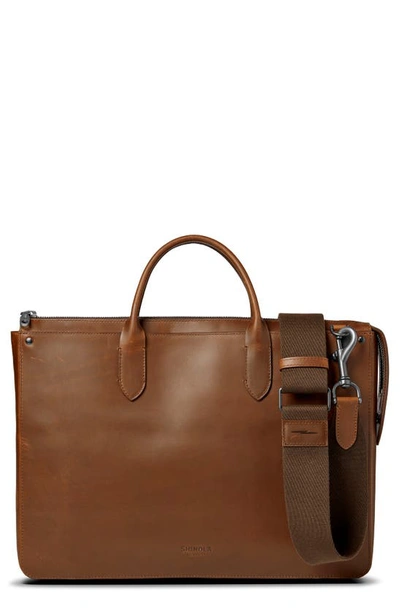 Shinola The Slim Traveler Brief Bag In Brown