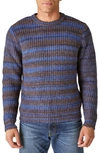 Lucky Brand Space Dye Crewneck Sweater In Mazarine Blue Combo