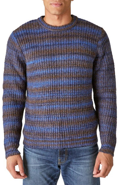 Lucky Brand Space Dye Crewneck Sweater In Mazarine Blue Combo