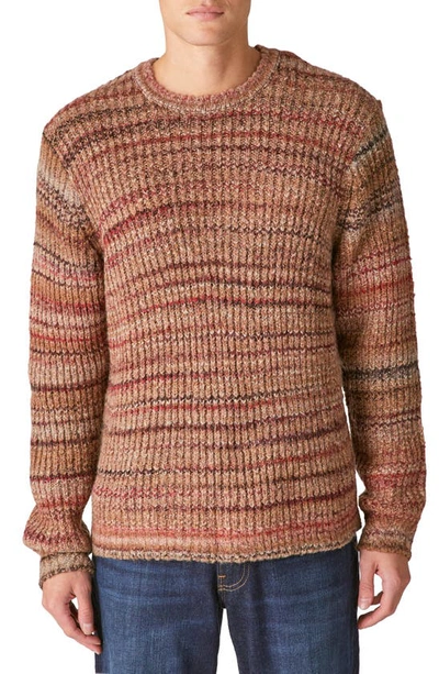Lucky Brand Space Dye Crewneck Sweater In Warm Brown Multi Com