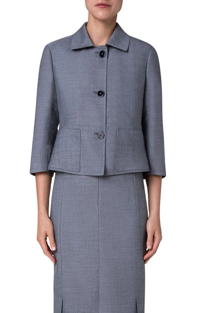 Akris Gio Three-button Wool Blend Jacket In 093 Graphite