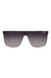Quay Nightfall 52mm Polarized Shield Sunglasses In White/ Black Fade Polarized