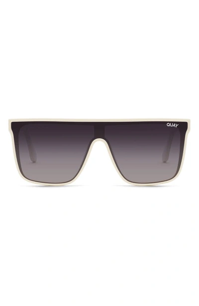 Quay Nightfall 52mm Polarized Shield Sunglasses In White/ Black Fade Polarized