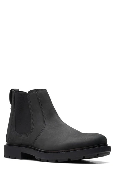Clarks Craftdale Chelsea Boot In Black Nubuck
