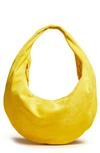 Khaite Olivia Medium Suede Hobo Bag In 612 Lemon