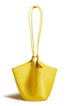 Khaite Lotus Mini Drawstring Suede Bucket Bag In Yellow