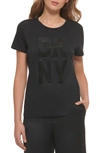 Dkny Gloss Logo T-shirt In Black/ Black
