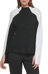 Dkny Colorblock Sweater In Black/ Ivory