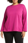 Eileen Fisher Crewneck Boxy Top In Magenta