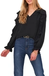 Vince Camuto Ruffle Sleeve V-neck Blouse In Rich Black