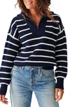 Faherty Mariner Stripe Quarter Zip Sweater In Navy Multi