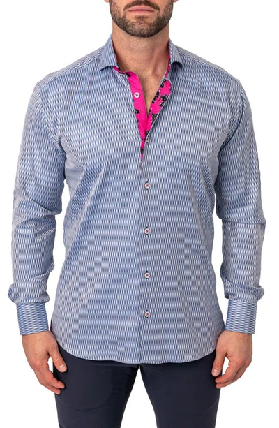 Maceoo Einstein Blurred Blue Contemporary Fit Button-up Shirt