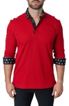 Maceoo Newton Solid Head Red Long Sleeve Polo In Red
