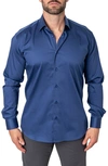 Maceoo Fibonacci Storm Blue Regular Fit Button-up Shirt In Blue