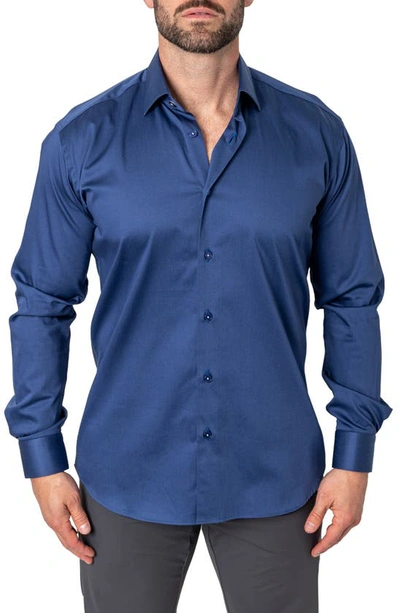 Maceoo Fibonacci Storm Blue Regular Fit Button-up Shirt